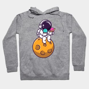 Cute Astronaut Holding Planet Ice Cream On The Planet Hoodie